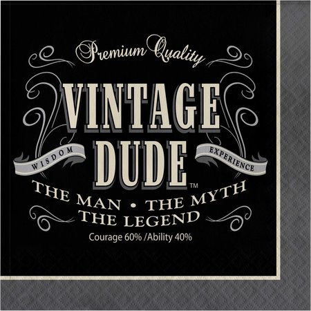 CREATIVE CONVERTING Vintage Dude Napkins, 6.5", 192PK 665567
